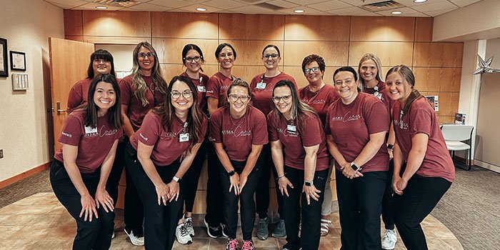 Avera Cancer Institute Mitchell employees wearing Avera Cares tshirts.