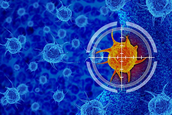 illustration of immunotherapy, a targeted treatment against cancer.