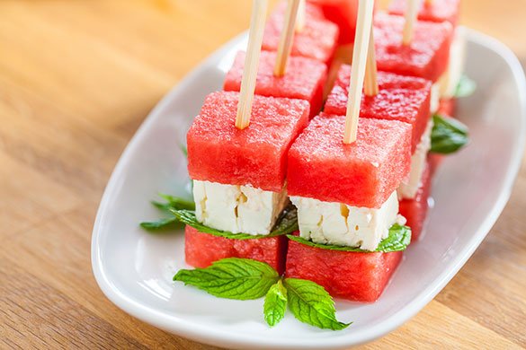 watermelon and feta cheese skewers